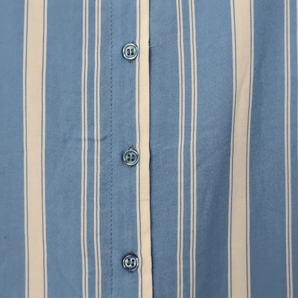 NWOT Striped Button Up Work Shirt - Picture 3 of 4